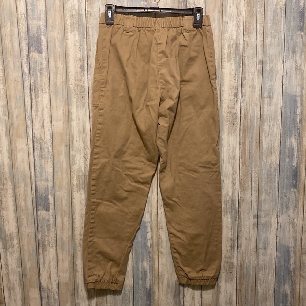 Street Wear Society | Tan Jogger Pants With Red Rose Decor | size Medium - Picture 4 of 6